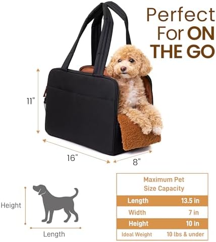 Black Dog Purse Carrier for Small Dogs – Cotton Padded Interior, Breathable - Image 3