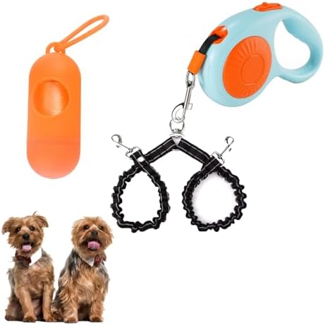 Double Dog Leash for Walking 2 Small Dogs, Dual Retractable 9.8ft Extendable by FEGCZP