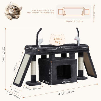 Heybly Cat Tree Extra-Long & Stable 2 Adjustable Scratch Boards HCT210SG - Image 5