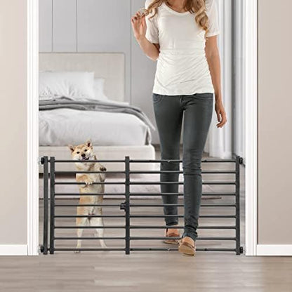 Malier Indoor Dog Gate with Door, 26-41" Extra Wide Full Metal Pet Gate Short by Malier