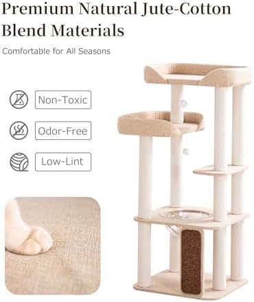 53" Cat Tree Tower for Large Cats, Large Perch & Sisal Board - Image 5