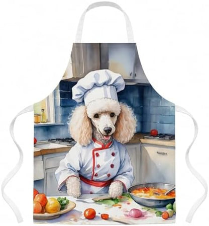 Caroline's Treasures White Poodle The Chef Apron Cooking Kitchen Server Baking by CarolinesTreasures