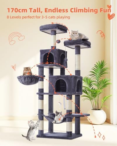 Taoqimiao Cat Tree, 67 in Tall Cat Tower - Image 3