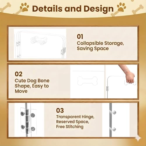 3-Panel Clear Acrylic Freestanding Dog Gate, Folding Pet Barrier - Image 5