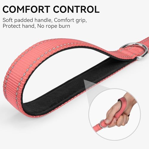 Joytale Reflective Dog Leash for Medium & Large Dogs, 6 FT x 1", Neon Pink - Image 3
