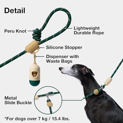 VETRESKA Hands-Free Dog Leash, 8FT Green Rope Leash - Image 2