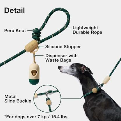 VETRESKA Hands-Free Dog Leash, 8FT Green Rope Leash - Image 2