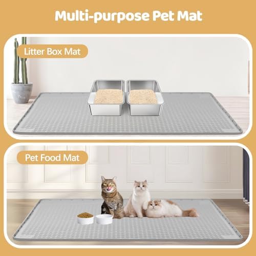 Silicone Cat Litter Mat for Litter Box 57”x40” Large Cat Mat, Light Grey - Image 6
