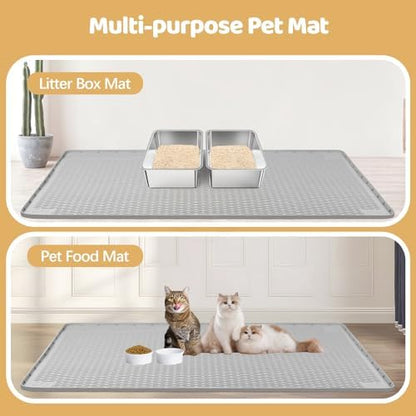Silicone Cat Litter Mat for Litter Box 57”x40” Large Cat Mat, Light Grey - Image 6