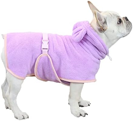Dog Bathrobe, Microfiber Fast Drying Absorbent Hooded Bath Towel by HDKUW