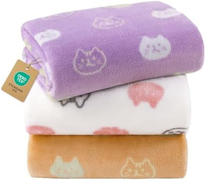 Luciphia 3 Pack Cute Cat Blankets Cozy Small Throw by luciphia