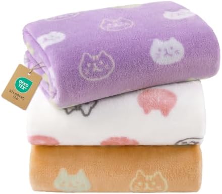Luciphia 3 Pack Cute Cat Blankets Cozy Small Throw by luciphia