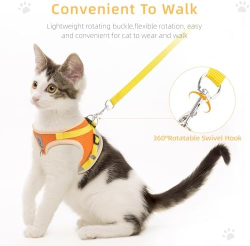 Cat Vest Harness and Leash Set, Escape Proof Harness Orange Small - Image 3
