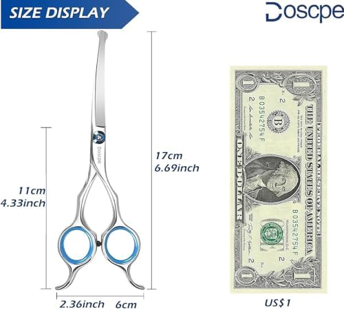 Curved Dog Grooming Scissors 6.69 inches Round Tips Pet Grooming Shears - Image 3
