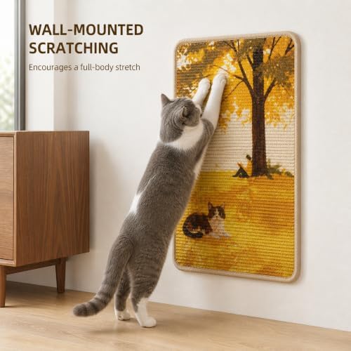 Sisal Cat Scratching Mat, Wall Mounted or Floor Scratch Pad, Non-Slip Backing - Image 2