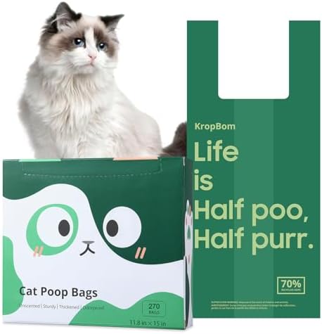 270 Count Cat Poop Bags with Handles, Disposable Litter Bags by KropBom