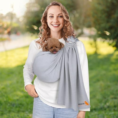 Dog Sling Carrier for Small Dogs, Adjustable Cat Sling Carrier, Light Gray by SENIORBUDDAY