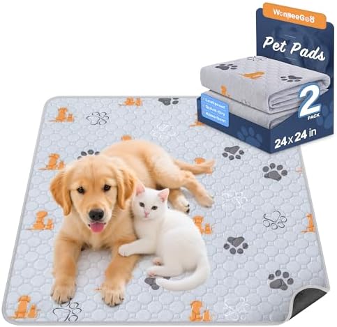 WanpeeGoo Washable Pee Pads for Dogs, Waterproof, 24 x 24 in, 2 Pack by WanpeeGoo