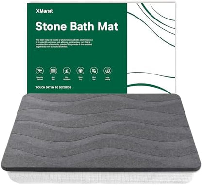 XMarrat Stone Bath Mat, Diatomaceous Earth Shower Mat, 23.6" x15.4'' by XMarrat