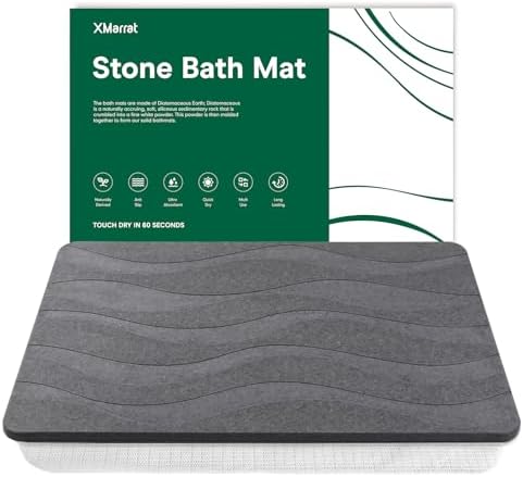 XMarrat Stone Bath Mat, Diatomaceous Earth Shower Mat, 23.6" x15.4'' by XMarrat
