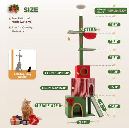 PETEPELA 83-108'' Floor to Ceiling Christmas Cat Tree - Image 4