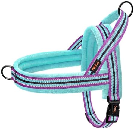 Didog No Pull Dog Harness for Small Dogs, Soft Flannel Padded, Mixed-Blue by Didog