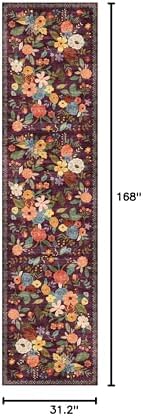 Purple Floral Hallway Runner Rug 2'6"x14' - Image 3