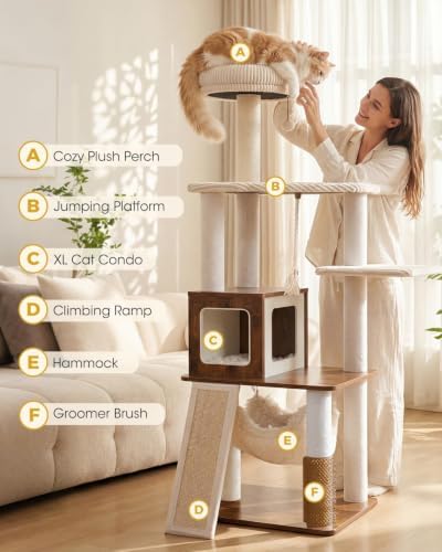 61" Modern Cat Tree, Tall Cat Tower - Image 2