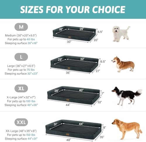 COZY KISS Orthopedic Dog Bed for Medium Small Size Dogs, L Shaped 30x20 in - Image 4