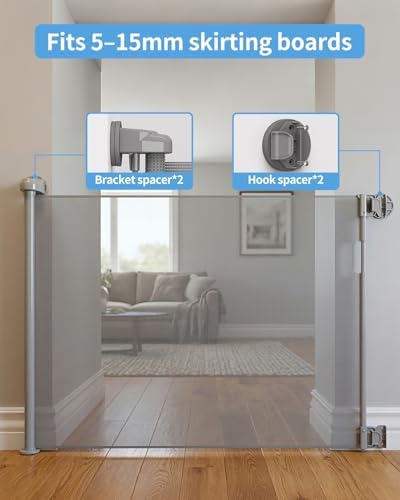 33" H Retractable Baby&Dog Gate, Fits up to 55" W, Hardware Mounted - Image 3