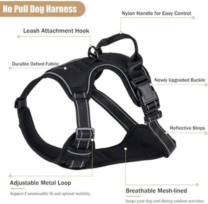 No Pull Dog Harness, Adjustable Reflective Front Clip Pet Vest - Image 2