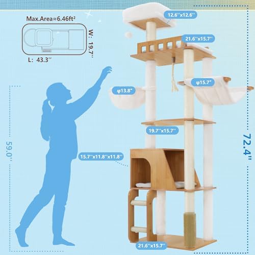 Hey-brother Wooden Cat Tree, Furniture Tower - Image 2