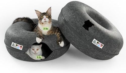 Cattasaurus Peekaboo Cat Cave Duo Jumbo Set, Extra Spacious Cat Donut by Cattasaurus