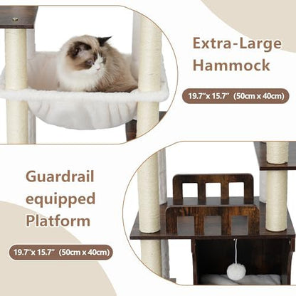 Gitelsnour Modern Cat Tree Tower, 2-Layer Condo & Perch, Big Hammock 102SR - Image 4