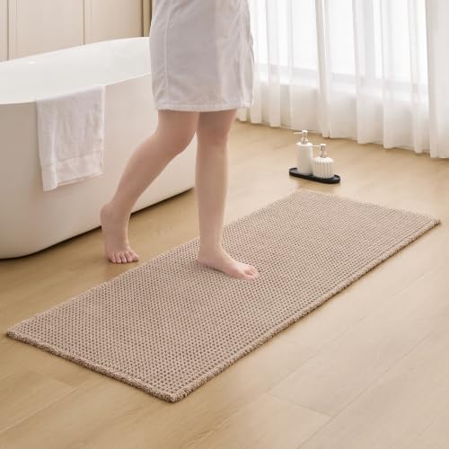 ILANGO Upgraded Waffle Bath Rug 24x54, Super Absorbent Non Slip Bath Mat by ILANGO