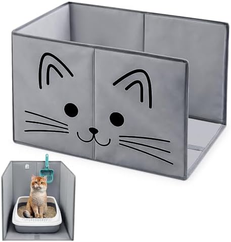 27.8"L×19.5"W×16.93"H Foldable Cat Litter Box Enclosure Splash Guard by Ferrochef