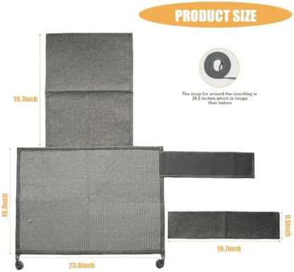 Sisal Couch Protector wStorage Pocket, All Gray Right‑Side - Image 6