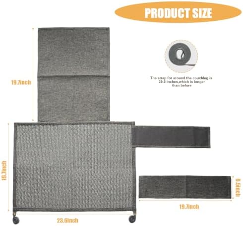 Sisal Couch Protector w/Storage Pocket, All Gray Right‑Side - Image 6