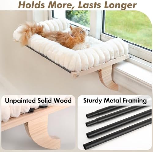 Cloud-Soft Cat Window Sill Perch, Zipper Design Cushion Pet Bed - Image 4