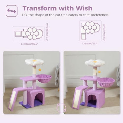 PETEPELA Cactus Cat Tree for Kittens & Small Cats, 32in Cat Tower - Image 2