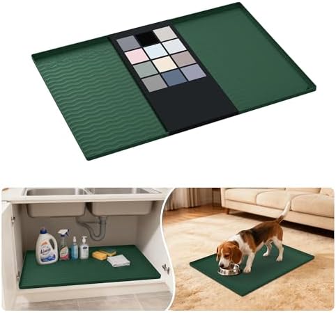 URMONA Waterproof Silicone Under Sink Mat, 28 x 22 in, Flexible Shelf Liner by URMONA
