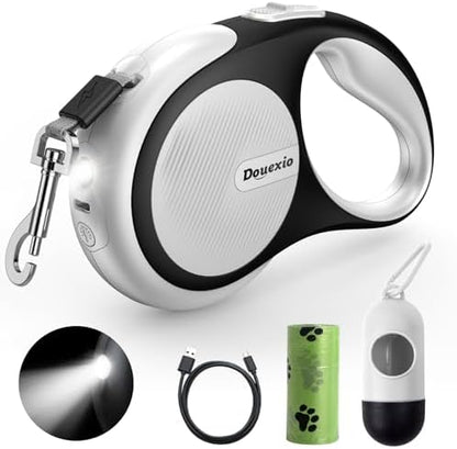 Retractable Dog Leash with LED Flashlight, Douexio Upgrade 3 in 1 Dog Leash by Douexio