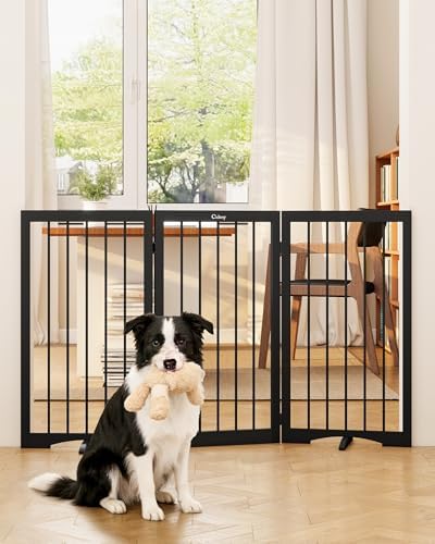 32" Extra Tall Free Standing Dog Gate Indoor, Foldable Pet Gate by Cideny