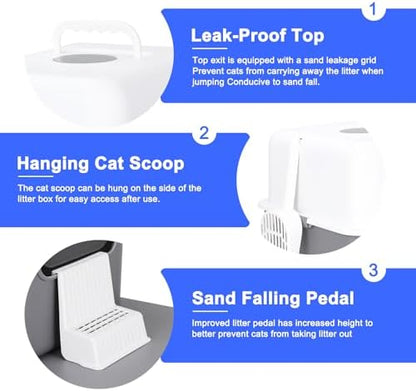 Sfozstra Enclosed Cat Litter Box: Odor Control Leak Resistant Design - Image 3