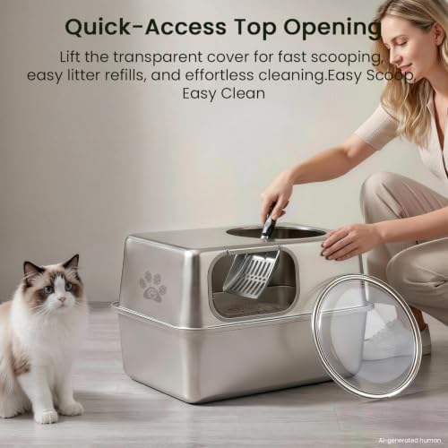 Enclosed Stainless Steel Litter Box - Image 6