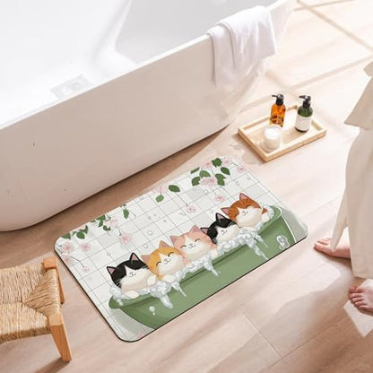 Diatomaceous Bathroom Rugs, Cute Cats Bathroom Decor, Quick Dry Easy to Clean - Image 3