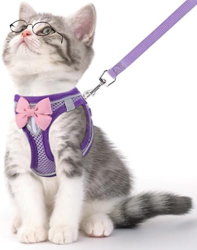 Cat Harness and Leash Set, Escape Proof Kitten Harness Purple XS by NCMAMA