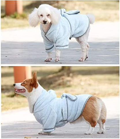 Dog Bathrobe, Microfiber Fast Drying Absorbent Hooded Bath Towel White - Image 5