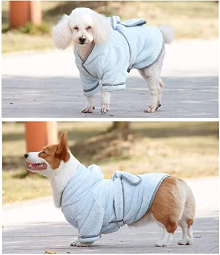 Dog Bathrobe, Microfiber Fast Drying Absorbent Hooded Bath Towel White - Image 5