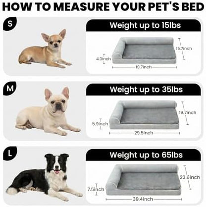 Orthopedic Medium Dog Bed 30 x 20Inch, L Shaped Memory Foam Pet Bed - Image 2